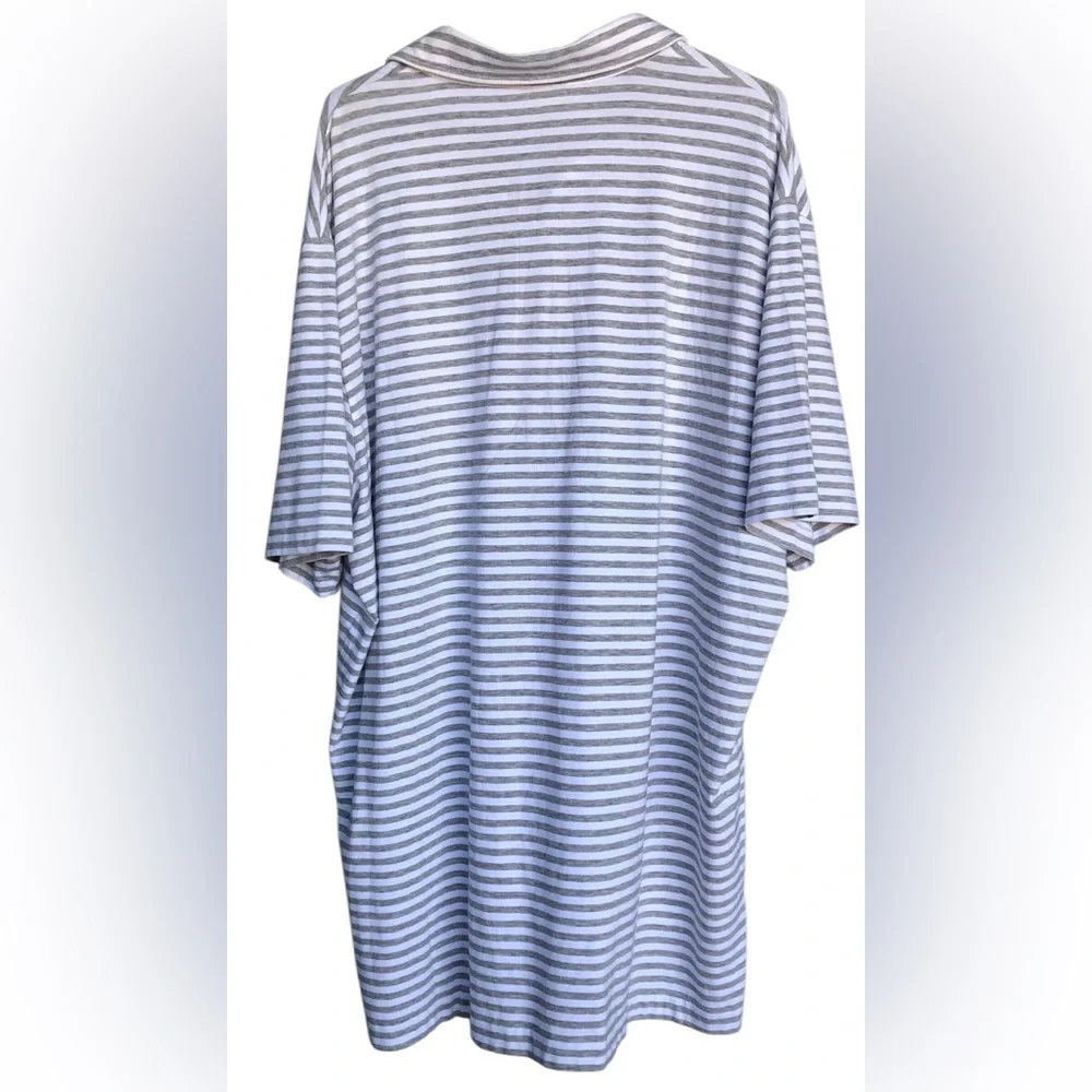 POLO GOLF RALPH LAUREN Classic Men's Gray/White Striped Shirt.Size XXL Cotton‎